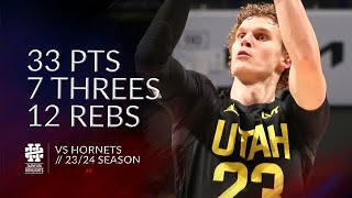 Lauri Markkanen 33 pts 7 threes 12 rebs vs Hornets 2324 season [upl. by Sivra]