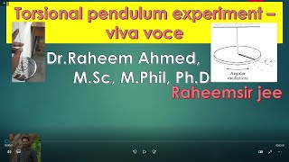 Torsional Pendulum Viva voce  Top 10 questions  DrRaheem Ahmed  Rigidity modulus [upl. by Siramad732]