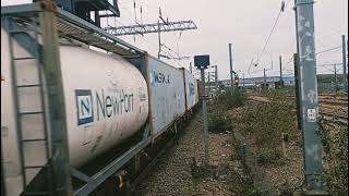 66533 Senator Express heading through Peterborough Station platform 6 to Doncaster Europort Terminal [upl. by Euqinwahs]