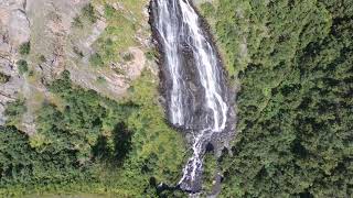 Horsetail Falls Richardson Highway Valdez Alaska aerial Drone footage [upl. by Eremaj264]