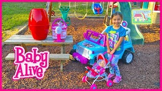 Baby Alive Doll amp Animal Babies w Giant Egg Surprise and Frozen Elsa Ride On Toy Car [upl. by Michey]