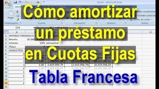 Cómo amortizar en Excel un préstamo en cuotas fijas Tabla de Amortización Francesa [upl. by Rasaec]