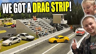 DAD building Toy Car DRAG STRIP for SON 164 scale Diorama DIY [upl. by Sathrum]