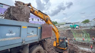 JCB JS215 Excavator Working dig Loading Truck in Big Drainage Trench  jcb video [upl. by Descombes963]