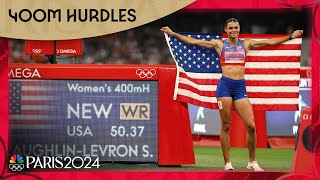 Sydney McLaughlinLevrone BREAKS WORLD RECORD for 400m hurdles gold  Paris Olympics  NBC Sports [upl. by Alisa]