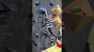 Climbing really tough V5 overhang boulder Not bad for a 9 year old… [upl. by Savvas]