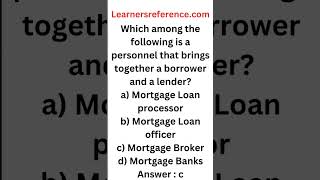 Personnel that brings together borrower and lender 78 [upl. by Cleon341]