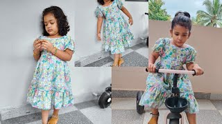 3 to 4 years baby frock with frills and puff hands cutting in easywayfrock cutting for beginners [upl. by Inoek6]