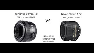 Nikon 50mm 18G vs Yongnuo 50mm 18 with Nikon D5100 [upl. by Adlemy]