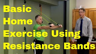 Basic Home Exercise Program Using Resistance Bands Wall Anchor Workout [upl. by Annis]