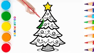 How To Draw Christmas Tree  Step by Step Tutorial [upl. by Ibrik]