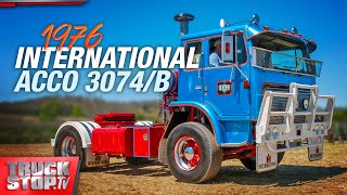 1976 International ACCO 3074B 3070 Prime Mover  TRUCKSTOP TV [upl. by Fidel]