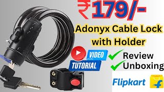 Adonyx Bike Lock Cable Lock Unboxing Review Flipkart [upl. by Oraneg]