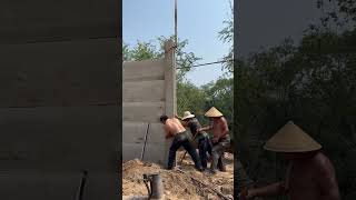 Workers install prefabricated fences [upl. by Starks442]