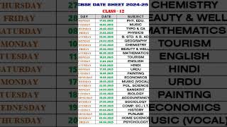 Exam date sheet for class 12 202425 session [upl. by Pattison]