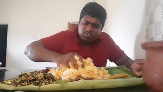 Eating Drumstick sambarDrumstick leaves egg poriyal and karuvadu fry  Eating show in tamil [upl. by Edurtreg]