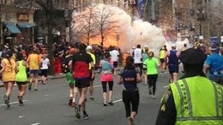 Boston Marathon Explosions Video Two Bombs Near Finish Line [upl. by Eintroc]