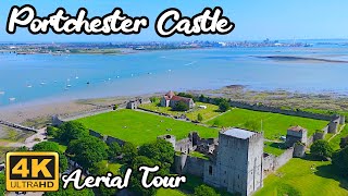 Medieval Roman Fortress  Portchester Castle From Above [upl. by Leese]