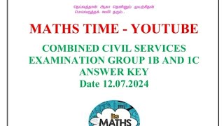 12072024 TNPSC COMBINED CIVIL SERVICES EXAM GROUP 1B AND 1C\\ KEY ANSWER [upl. by Vernen]