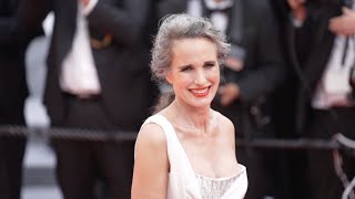 Andie MacDowell looks stunning on the red carpet in Cannes [upl. by Alrich]