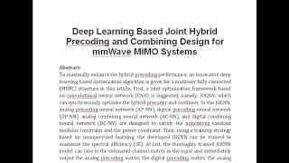 Deep Learning Based Joint Hybrid Precoding and Combining Design for mmWave MIMO Systems [upl. by Aremat]