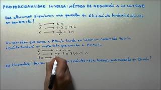 PROPORCIONALIDAD INVERSA MÉTODO DE REDUCCIÓN A LA UNIDAD HD [upl. by Nyllij90]