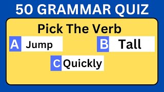 English Grammar Quiz  50 English Grammar Questions Challange  1 [upl. by Shinberg]