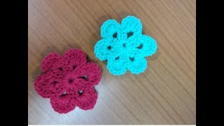 6 petal flower crochet शिका सहा पाकळ्यांचे फुल विणायला lokar vinkam marathi ऊन क्रोशा फूलविणकाम [upl. by Nayllij]