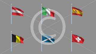 HD Stock Footage  Set of six country flags [upl. by Enniroc]