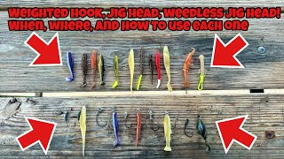 When Where and How to use Jig Heads Weedless Hooks and Weedless Jig Heads What Baits to put on [upl. by Fleta85]