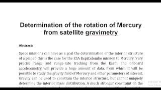 Determination of the rotation of Mercury from satellite gravimetry [upl. by Haddad475]