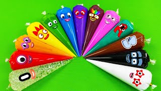 Rainbow SLIME 🌈 Looking Numberblocks Alphablocks Alphabet Lore with Piping Bags  ASMR [upl. by Damales]