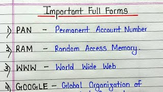 Important GK full forms  50 Daily uses important gk full forms for students [upl. by Delbert820]