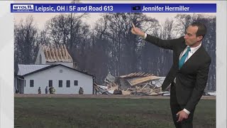 Possible brief tornado spotted in Leipsic in northwest Ohio [upl. by Ylhsa]