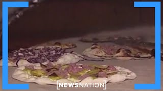 New York man throws pizza in city hall protest  NewsNation Prime [upl. by Haakon951]