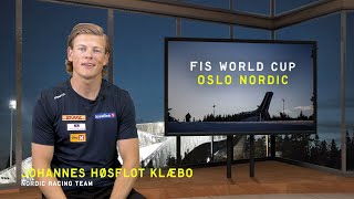 Fischer Nordic I Oslo Holmenkollen World Cup Stage Intro Johannes Hoesflot Klaebo [upl. by Coumas]