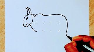 How to draw a Cow from dots easy  Easy Cow drawing  Cow Rangoli  Mattu pongal kolam [upl. by Mortensen257]