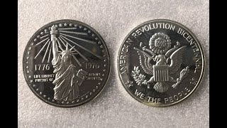 1976 National Bicentennial Medal 1Oz Sterling American Revolution Bicentennial Admin Silver Round [upl. by Eltrym]