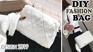 DIY WINTER PURSE BAG TUTORIAL  Cute Faux Fur Bag With Pockets Inside [upl. by Htebazila]