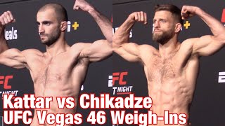 UFC Vegas 46 WeighIns Calvin Kattar vs Giga Chikadze [upl. by Aibsel]