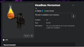 I Bought HEADLESS Horseman In 2023 31000 Robux [upl. by Nodyroc]