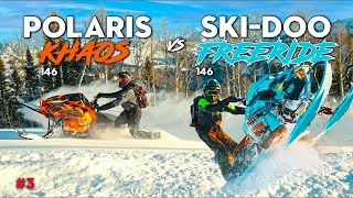 SkiDoo Freeride vs Polaris Khaos 9R  Battle of the 146s [upl. by Ayit353]