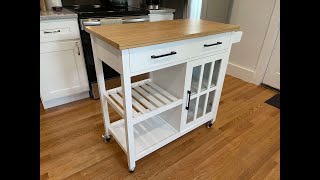 Yaheetech Kitchen Cart w Bamboo Top Assembly Kittinger 40 W Rolling Kitchen Island wWood Top [upl. by Anitsyrk]