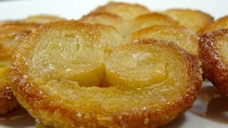 How To Make Puff Pastry sweet Palmiers or Elephant ears easy perfect recipe [upl. by Hterag]