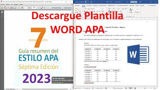 NORMAS APA SÉPTIMA EDICIÓN 2023 plantilla gratis COMPLETO para tesis y trabajos monográficos [upl. by Rempe]