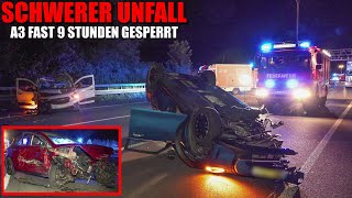 SCHWERER UNFALL AUF DER A3  4 PKW beteiligt  4 Verletzte  Großes Trümmerfeld  Langenfeld [upl. by Oicnerolf]