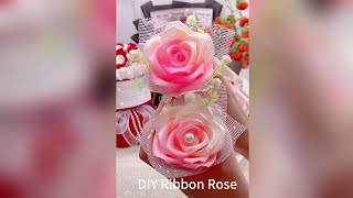 Handmade diy ribbon rose flower diy flowers decoration craft handmade gift video [upl. by Fanya195]