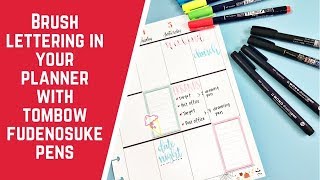 Brush Lettering in Your Planner with Tombow Fudenosuke Pens [upl. by Nosniv315]