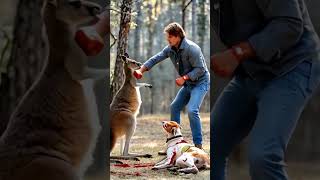 The owners pet dog was bitten by this rogue kangaroo The owner was very angry Can he hit or fig [upl. by Shreve]