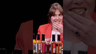 Elizabeth Olsens reaction to every wing on Hot Ones 💪 [upl. by Albion]